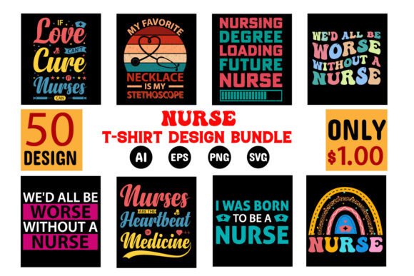 A Nurse T-shirt Design Bundle for Embroidery Projects