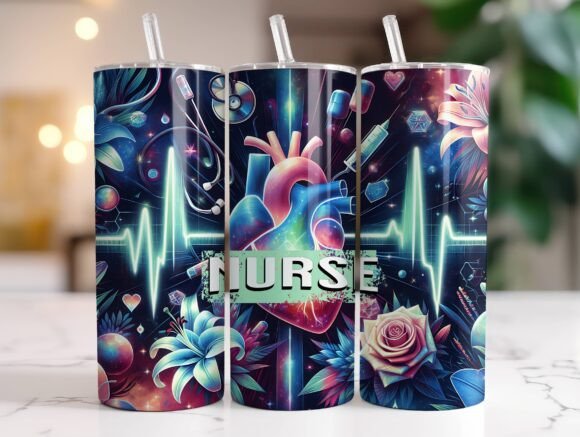 An Embroidery Designer's Take on the Nurse Tumbler Wrap PNG