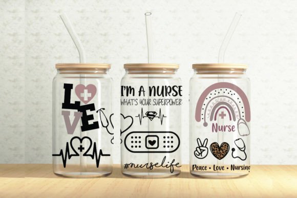 Nurse 16oz Glass Can Tumbler Wrap
