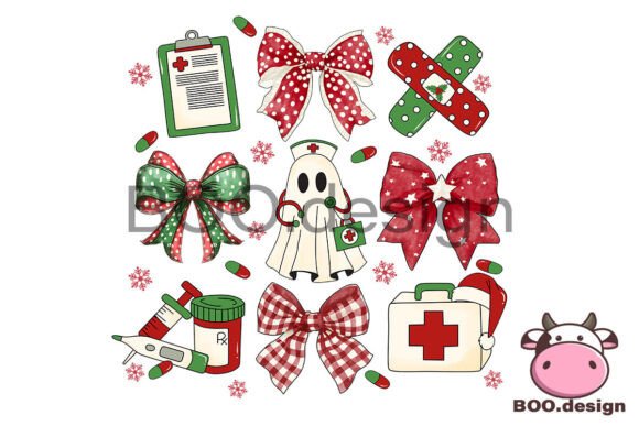 Nurse Christmas Coquette PNG: A Design Review for Embroidery