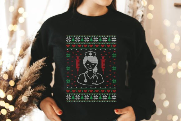 The Ugly Christmas Nurse Sweater Design in Real-World Embroidery
